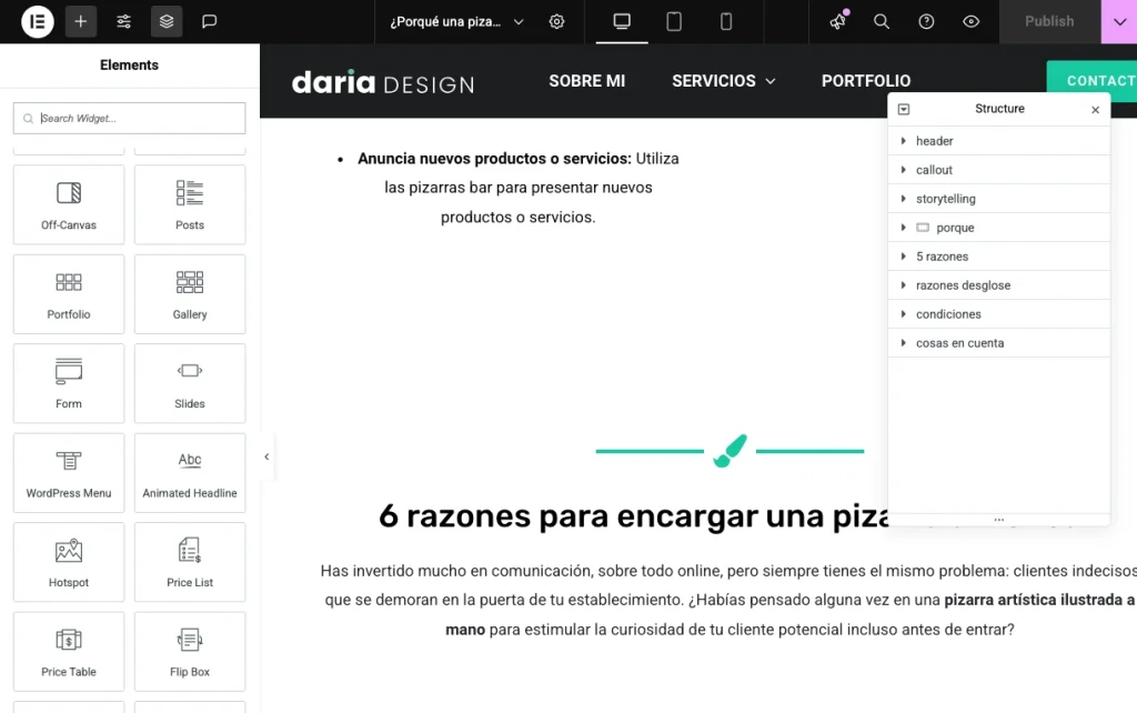 Landing page elementor
