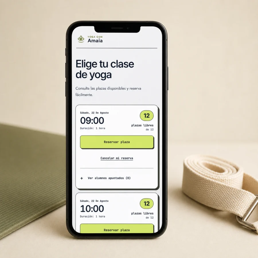 Web app para reservas de yoga